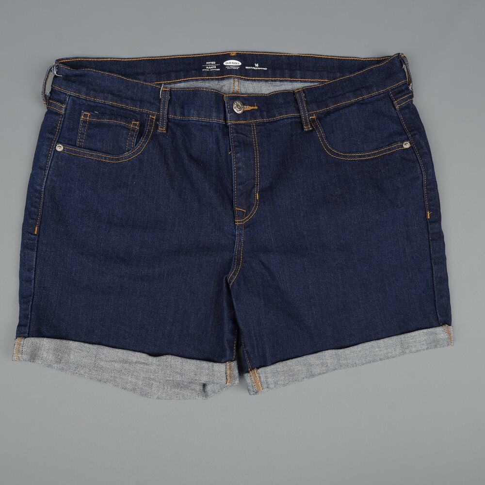 Old Navy Womens 16 Regular Fitted Blue Denim Shorts